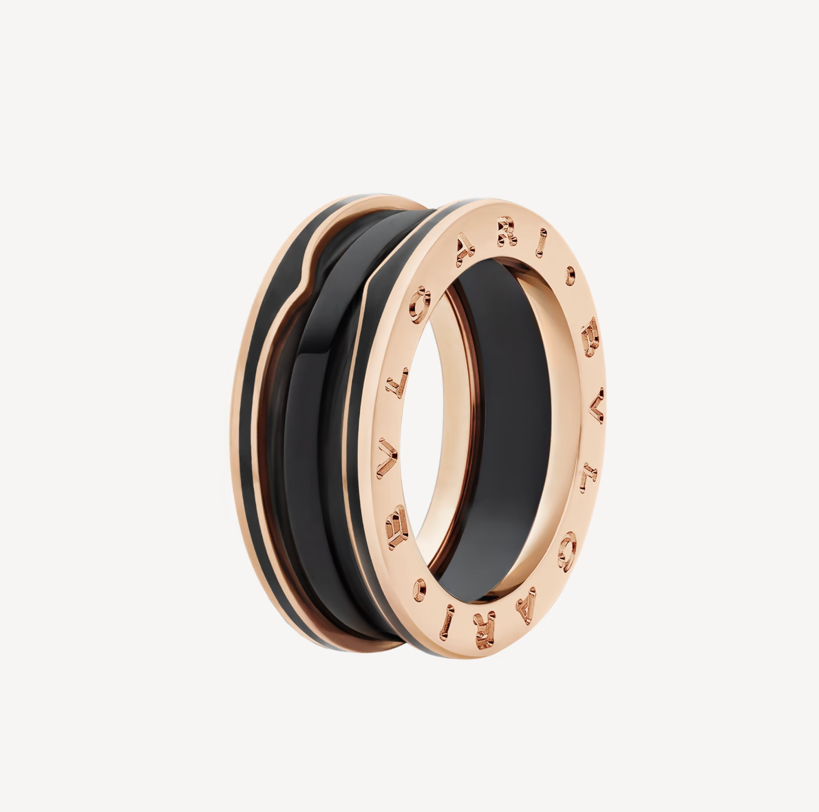 [Windsor Jewelry]ZERO 1 TWO-BAND WITH MATTE BLACK CERAMIC PINK GOLD RING
