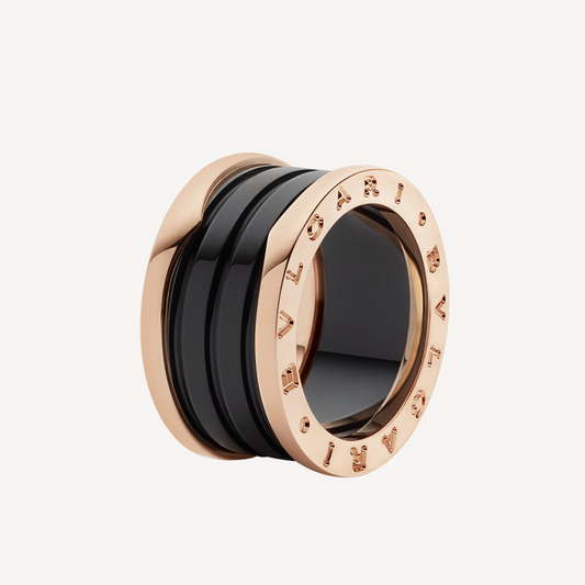 [Windsor Jewelry]ZERO 1 FOUR-BAND LOOPS AND BLACK CERAMIC SPIRAL PINK GOLD RING