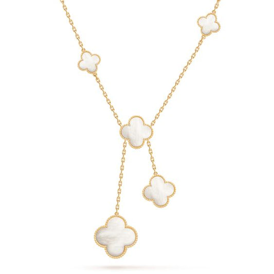 [Windsor Jewelry]CLOVER MOTHER OF PEARL NECKLACE 6 MOTIF