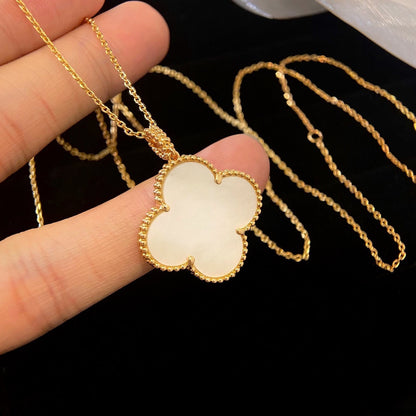 [Windsor Jewelry]CLOVER 25MM MOP LARGE PENDANT NECKLACE
