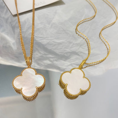 [Windsor Jewelry]CLOVER 25MM MOP LARGE PENDANT NECKLACE