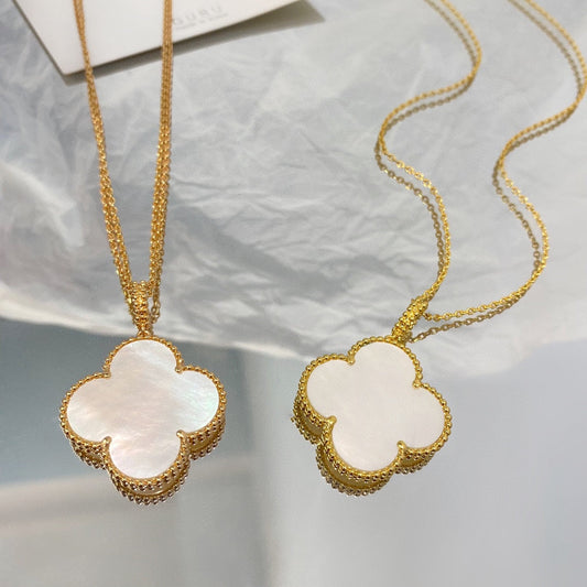 [Windsor Jewelry]CLOVER 25MM MOP LARGE PENDANT NECKLACE