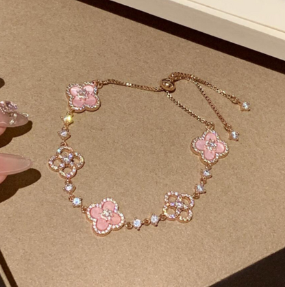 [Windsor Jewelry]CLOVER 5 MOTIF PINK BLUE RED WHITE BRACELET