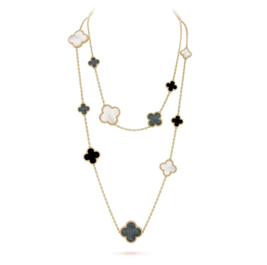 [Windsor Jewelry]CLOVER 16 MOTIF WHITE NECKLACE