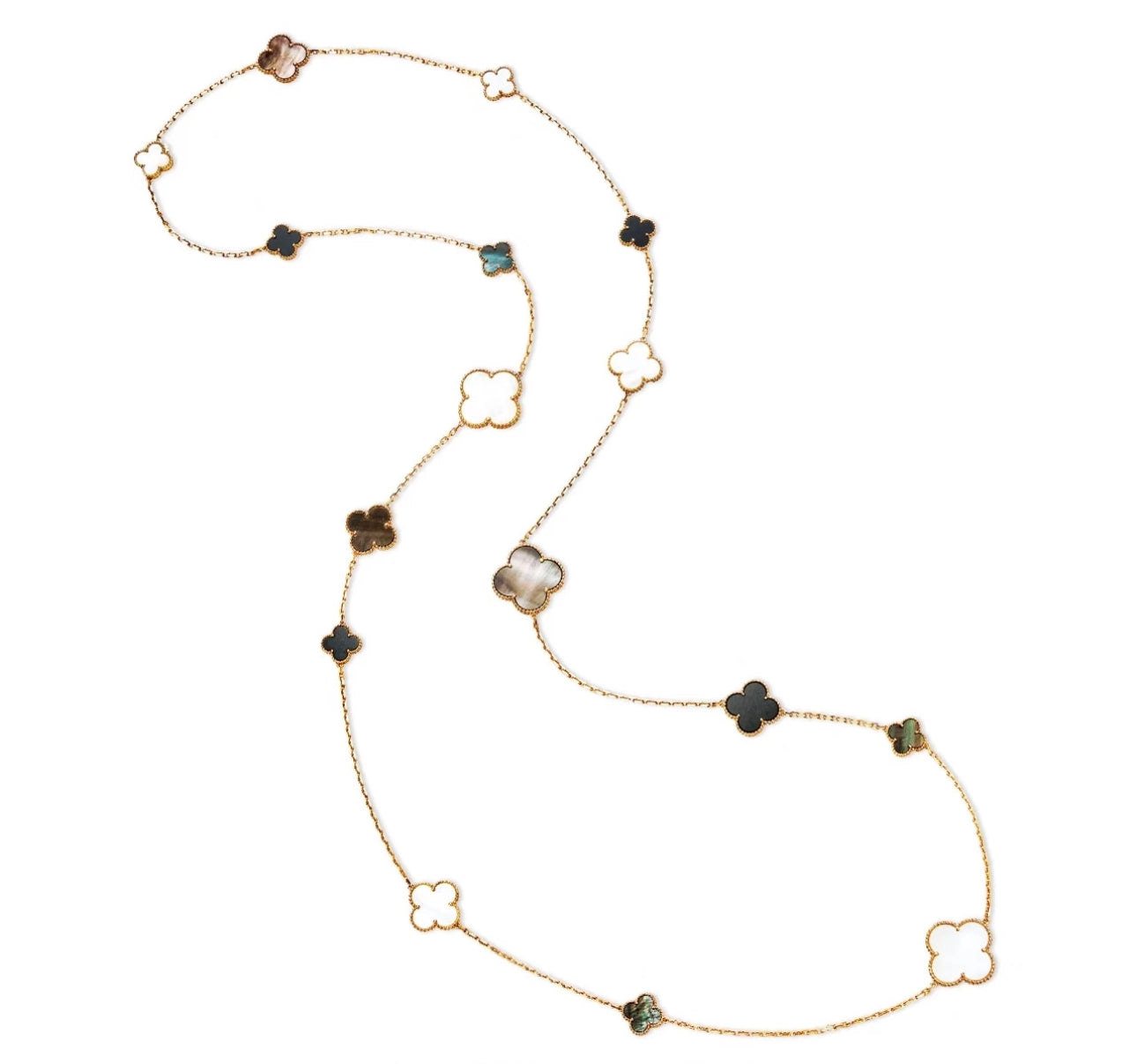 [Windsor Jewelry]CLOVER 16 MOTIF WHITE NECKLACE
