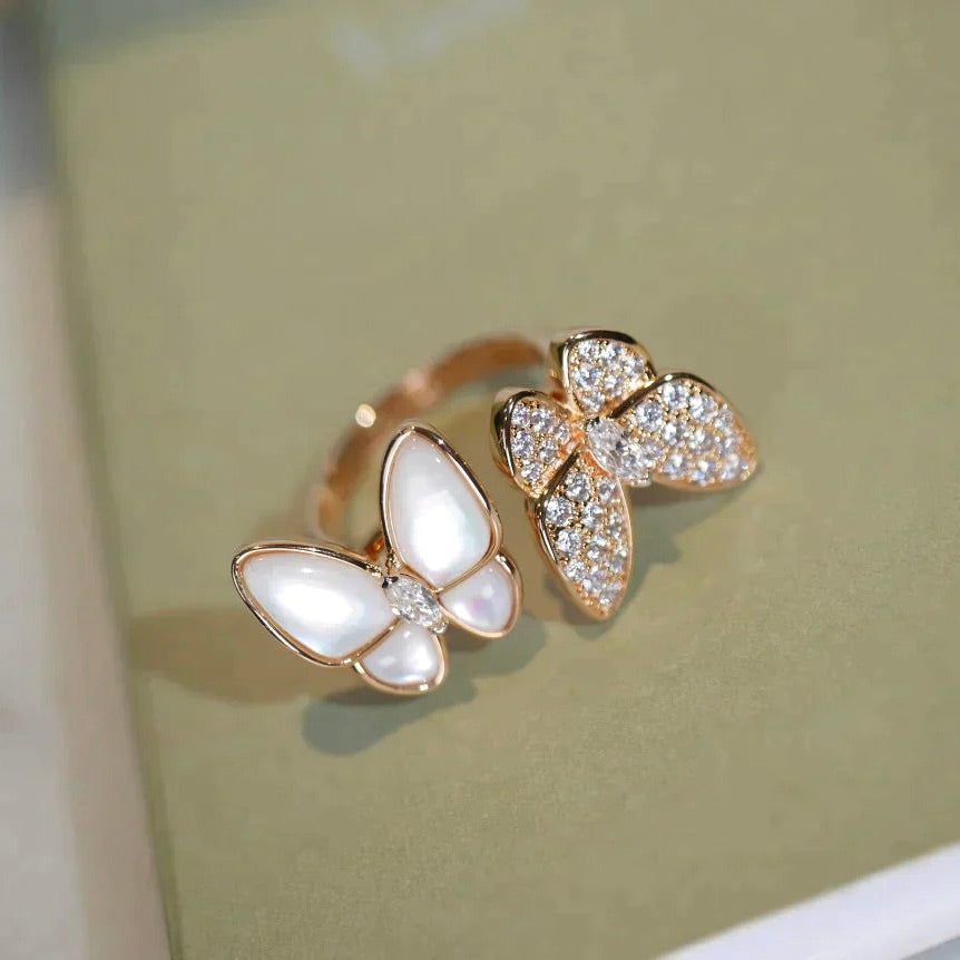 [Windsor Jewelry]TWIN BUTTERFLY DIAMOND MOP RING