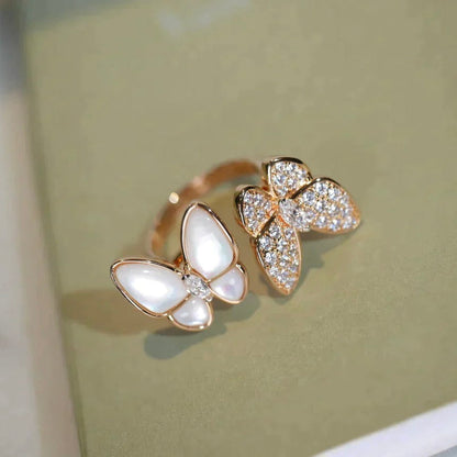 [Windsor Jewelry]TWIN BUTTERFLY DIAMOND MOP RING