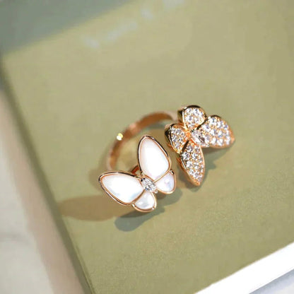 [Windsor Jewelry]TWIN BUTTERFLY DIAMOND MOP RING