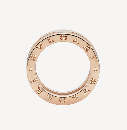 [Windsor Jewelry]ZERO 1 TWO-BAND LOOPS AND WHITE CERAMIC SPIRAL PINK GOLD RING