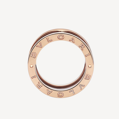 [Windsor Jewelry]ZERO 1 FOUR-BAND LOOPS AND BLACK CERAMIC SPIRAL PINK GOLD RING