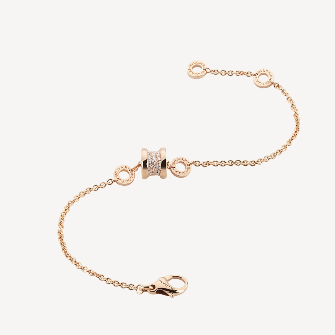 [Windsor Jewelry]ZERO 1 SOFT PINK GOLD WITH PAVED DIAMONDS ON THE SPIRAL BRACELET