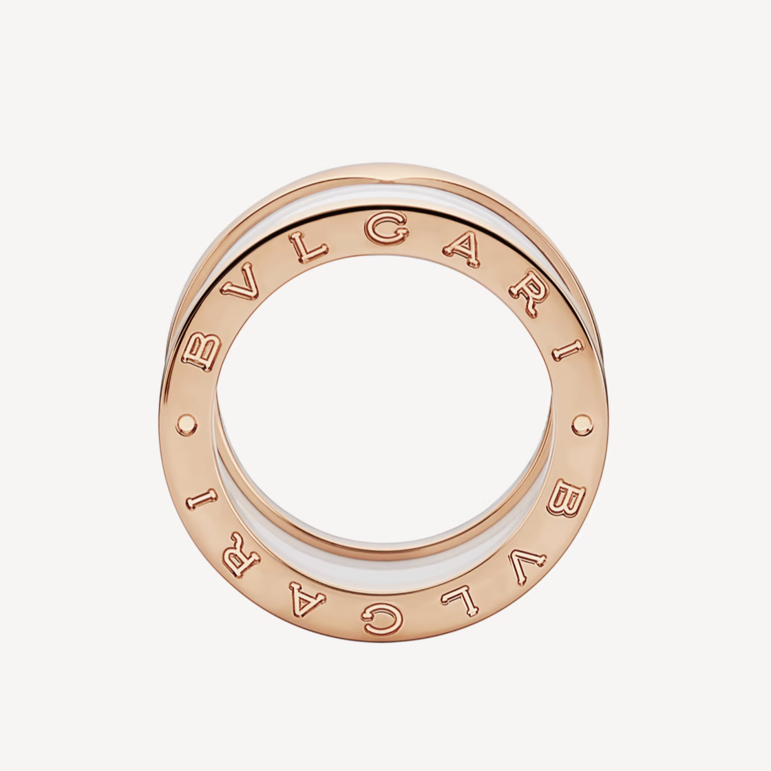 [Windsor Jewelry]ZERO 1 FOUR-BAND LOOPS AND WHITE CERAMIC SPIRAL PINK GOLD RING