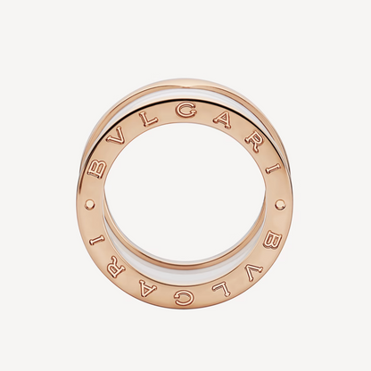 [Windsor Jewelry]ZERO 1 FOUR-BAND LOOPS AND WHITE CERAMIC SPIRAL PINK GOLD RING