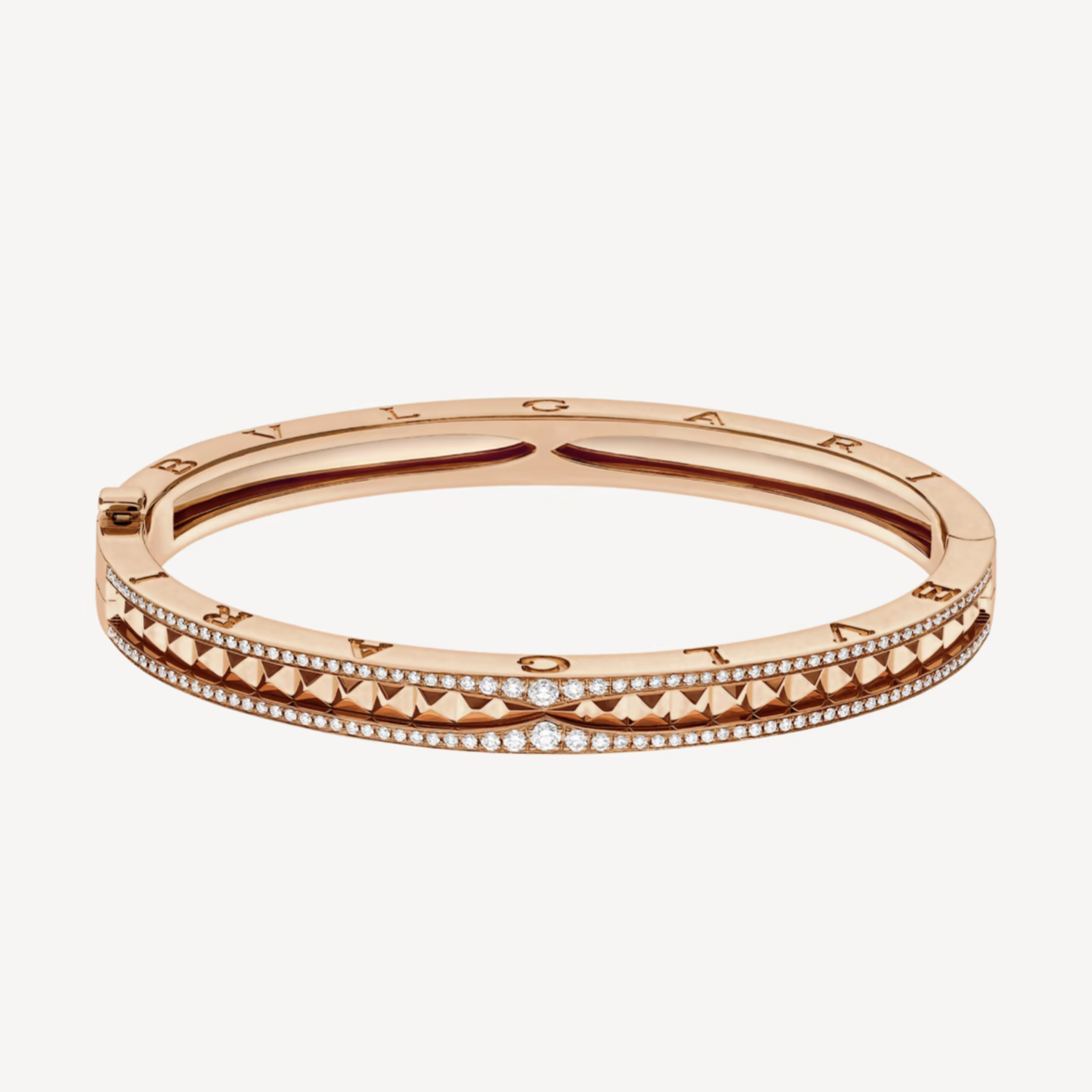 [Windsor Jewelry]ZERO 1 SPIRAL AND PAVED DIAMOND PINK GOLD BRACELET