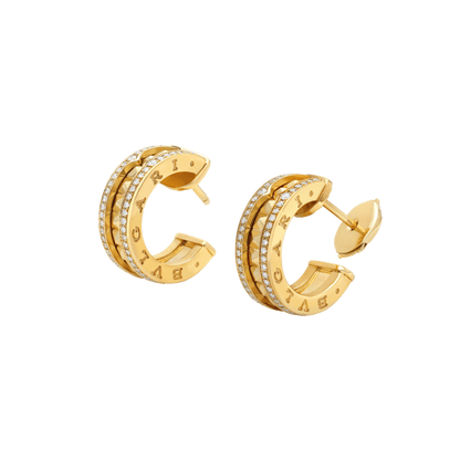 [Windsor Jewelry]ZERO 1 ROCK GOLD EARRINGS WITH STUDDED SPIRAL AND PAVED DIAMONDS