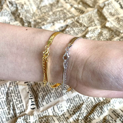 [Windsor Jewelry]Flat Snake Bone Chain Blade Necklace