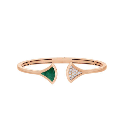 [Windsor Jewelry]DREAM BRACELET OPEN MALACHITE PINK GOLD
