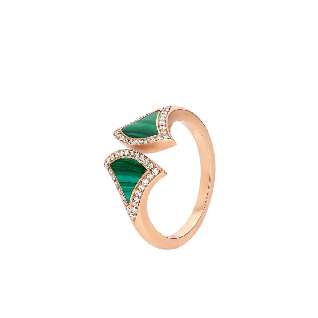 [Windsor Jewelry]DREAM MALACHITE DIAMOND OPEN RING