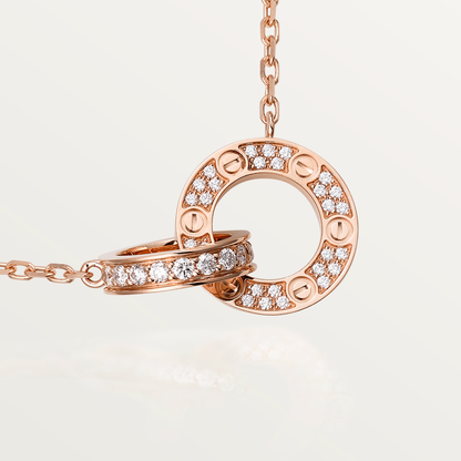[Windsor Jewelry]LOVE 7.6MM NECKLACE ROSE GOLD AND SILVER  FULL DIAMOND