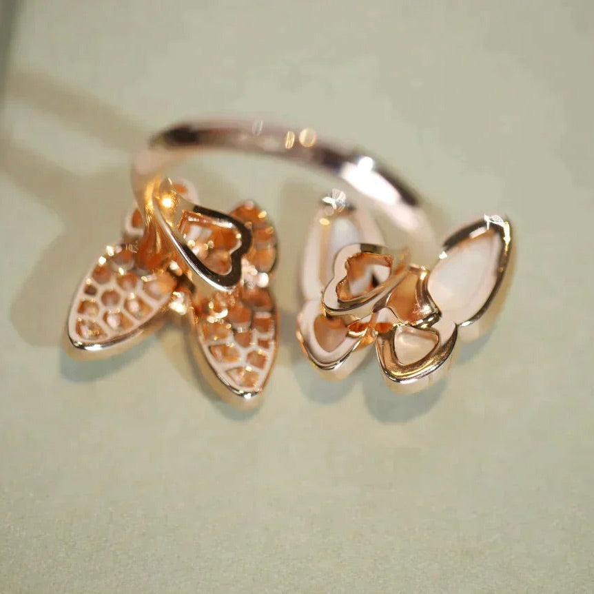[Windsor Jewelry]TWIN BUTTERFLY DIAMOND MOP RING