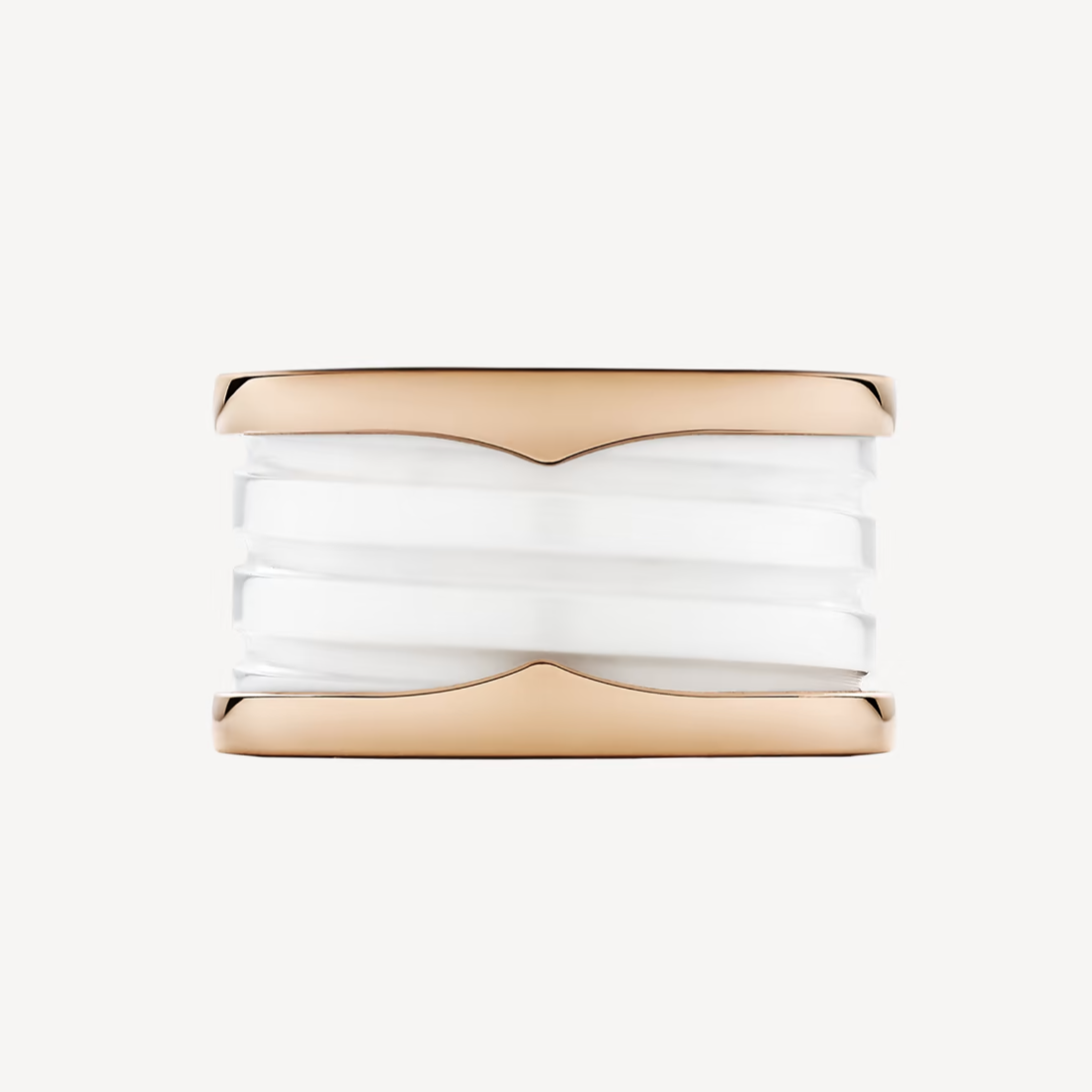 [Windsor Jewelry]ZERO 1 FOUR-BAND LOOPS AND WHITE CERAMIC SPIRAL PINK GOLD RING