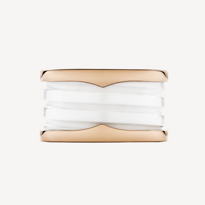 [Windsor Jewelry]ZERO 1 FOUR-BAND LOOPS AND WHITE CERAMIC SPIRAL PINK GOLD RING