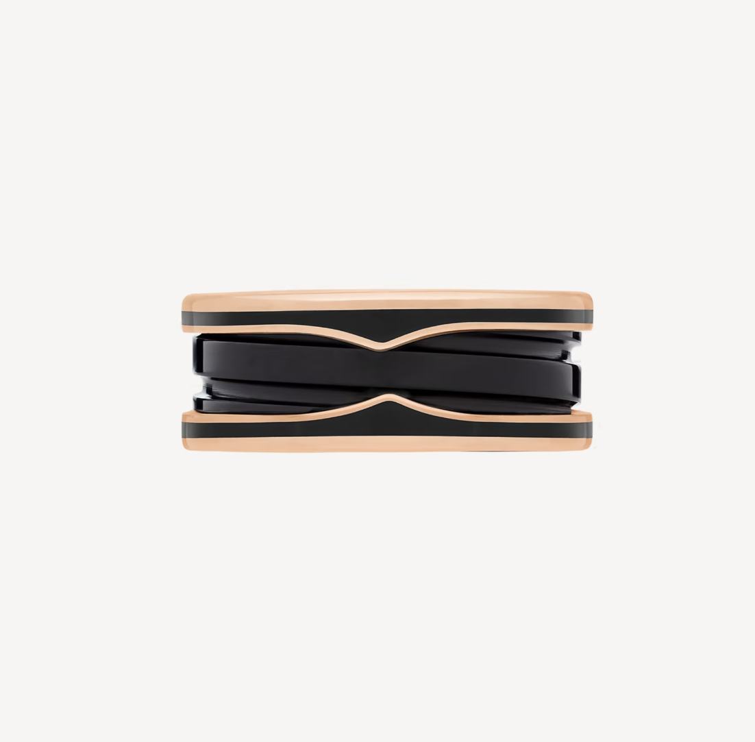 [Windsor Jewelry]ZERO 1 TWO-BAND WITH MATTE BLACK CERAMIC PINK GOLD RING