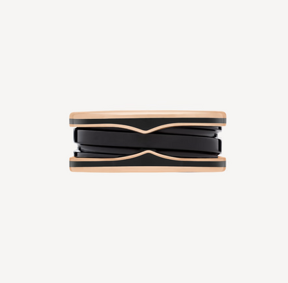 [Windsor Jewelry]ZERO 1 TWO-BAND WITH MATTE BLACK CERAMIC PINK GOLD RING