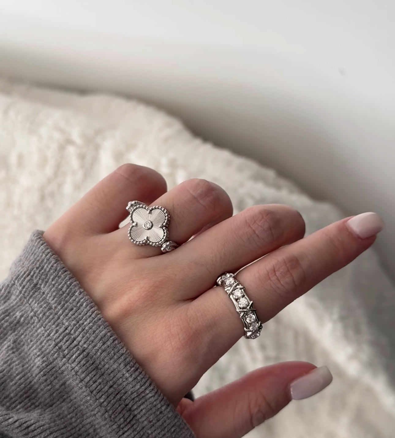 [Windsor Jewelry]CLOVER RIVERSIBLE SLIVER RING
