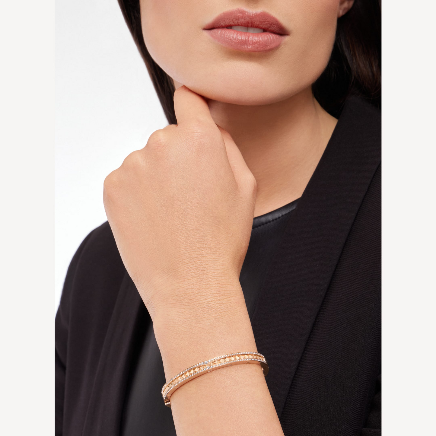 [Windsor Jewelry]ZERO 1 SPIRAL AND PAVED DIAMOND PINK GOLD BRACELET