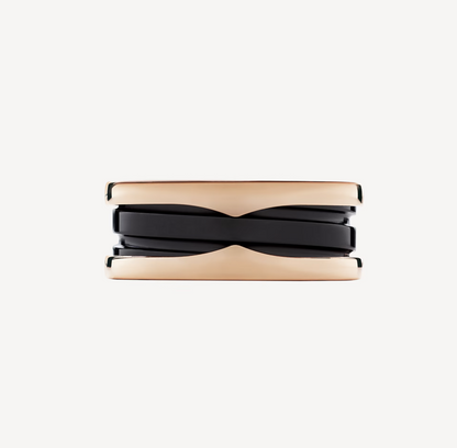 [Windsor Jewelry]ZERO 1 TWO-BAND LOOPS AND BLACK CERAMIC PINK GOLD RING