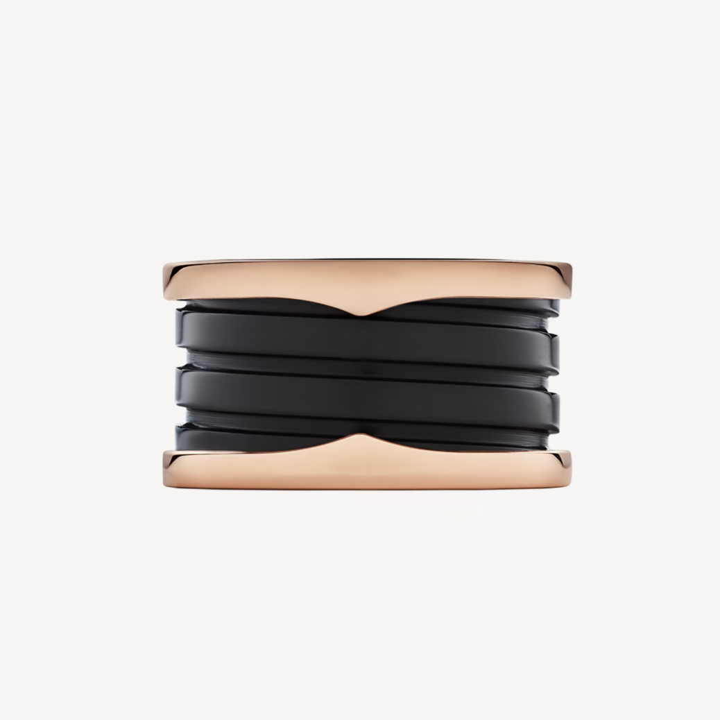 [Windsor Jewelry]ZERO 1 FOUR-BAND LOOPS AND BLACK CERAMIC SPIRAL PINK GOLD RING