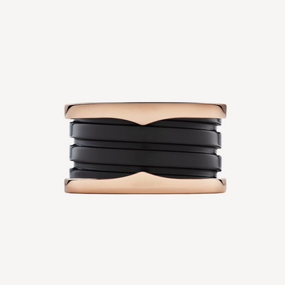 [Windsor Jewelry]ZERO 1 FOUR-BAND LOOPS AND BLACK CERAMIC SPIRAL PINK GOLD RING