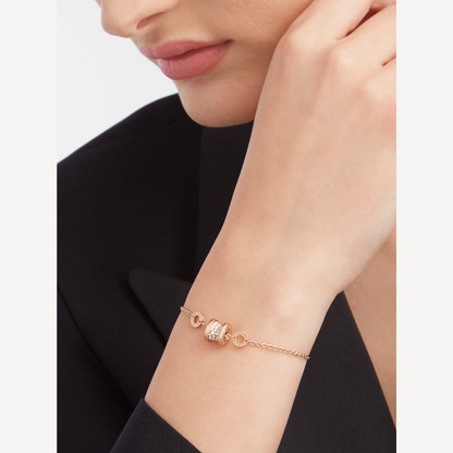 [Windsor Jewelry]ZERO 1 SOFT PINK GOLD WITH PAVED DIAMONDS ON THE SPIRAL BRACELET