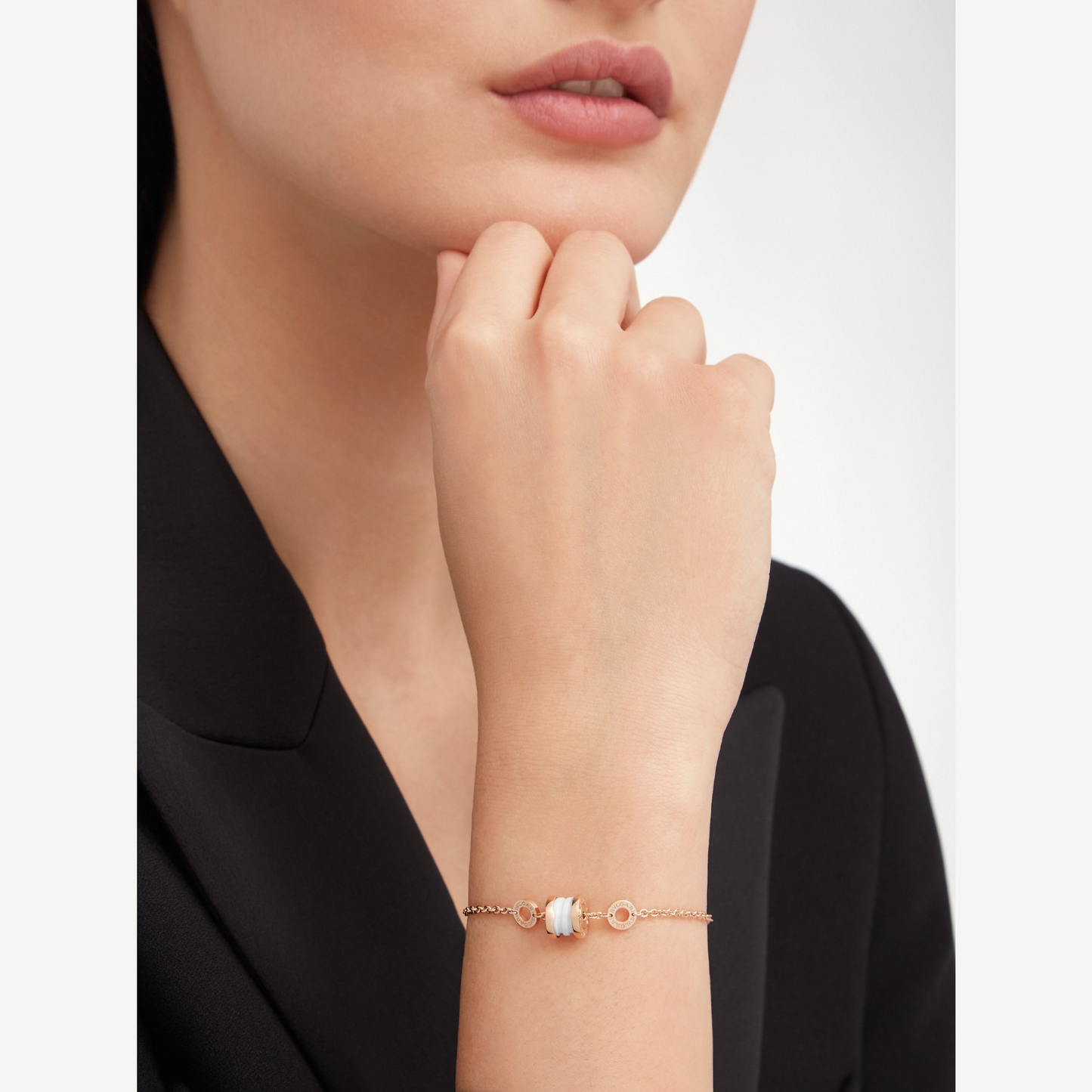 [Windsor Jewelry]ZERO 1 SOFT PINK GOLD AND WHITE CERAMIC BRACELET
