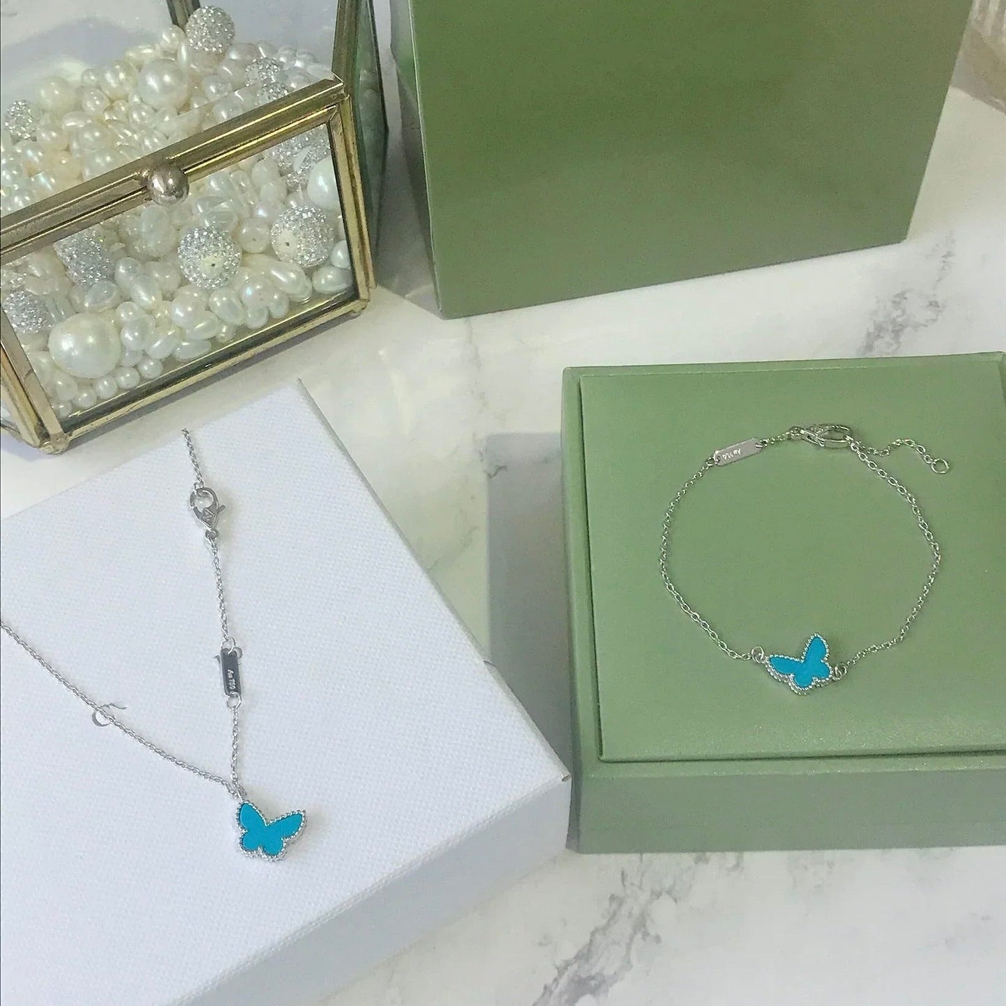 [Windsor Jewelry]BUTTERFLY TURQUOISE BUTTERFLY BRACELET SILVER