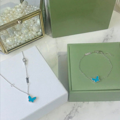 [Windsor Jewelry]BUTTERFLY TURQUOISE BUTTERFLY BRACELET SILVER