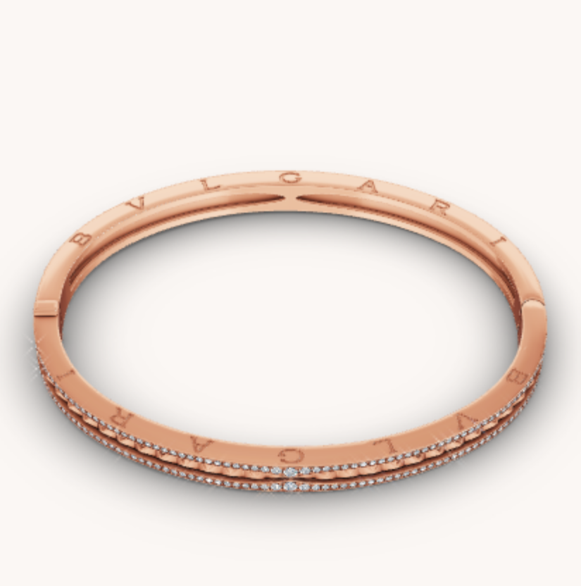 [Windsor Jewelry]ZERO 1 SPIRAL AND PAVED DIAMOND PINK GOLD BRACELET