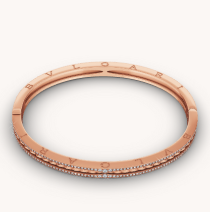 [Windsor Jewelry]ZERO 1 SPIRAL AND PAVED DIAMOND PINK GOLD BRACELET