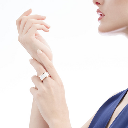 [Windsor Jewelry]ZERO 1 FOUR-BAND LOOPS AND WHITE CERAMIC SPIRAL PINK GOLD RING