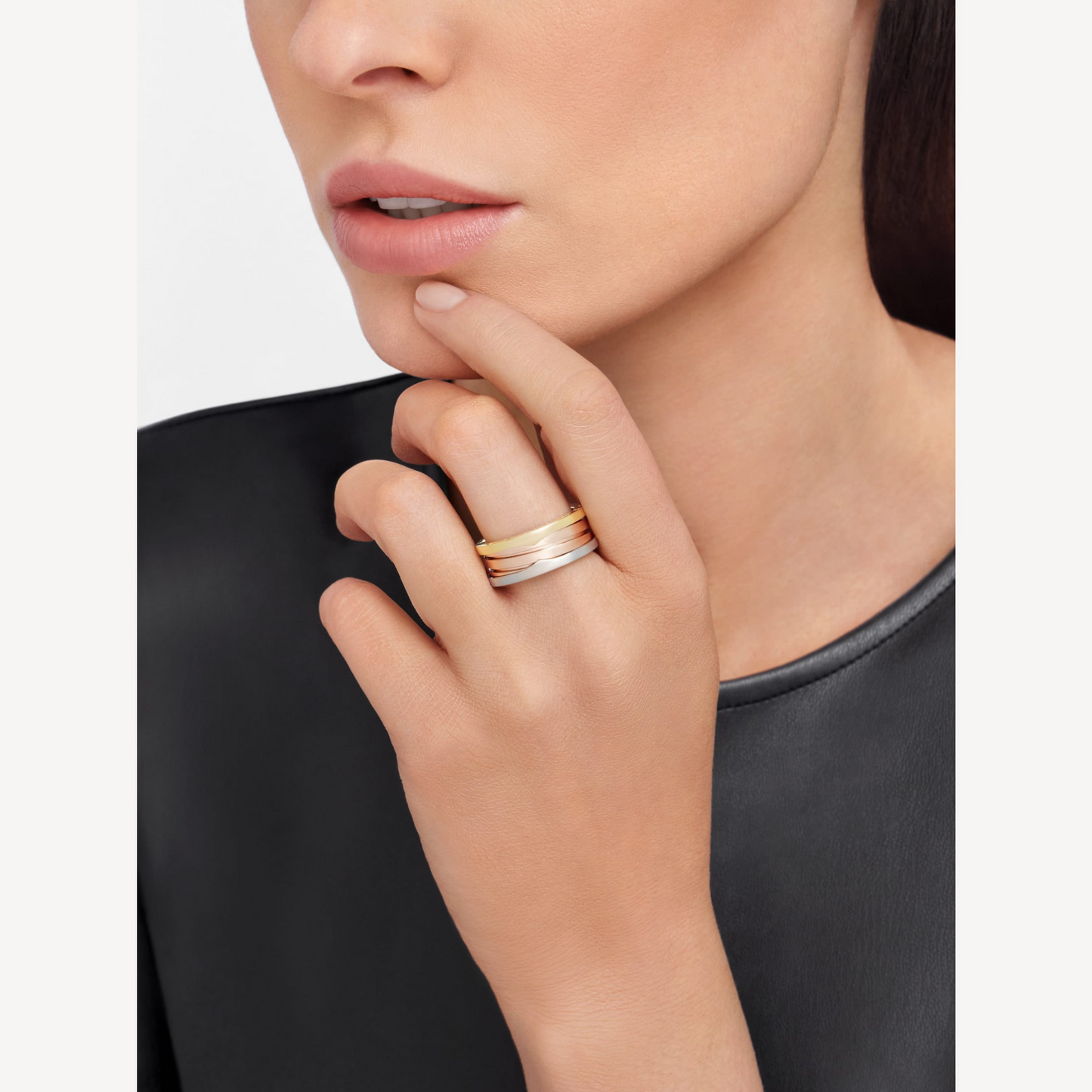 [Windsor Jewelry]ZERO 1 THREE-BAND ROSE WHITE AND YELLOW RING