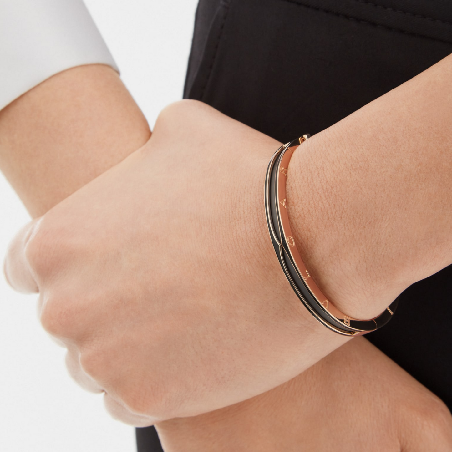 [Windsor Jewelry]ZERO 1 PINK GOLD WITH MATTE BLACK CERAMIC BRACELET
