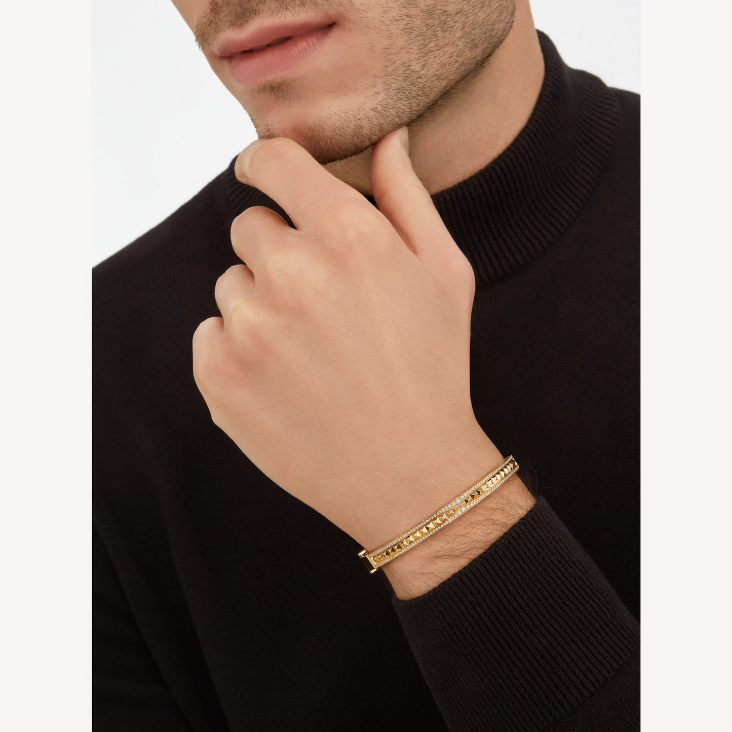[Windsor Jewelry]ZERO 1 SPIRAL AND PAVED DIAMOND GOLD BRACELET