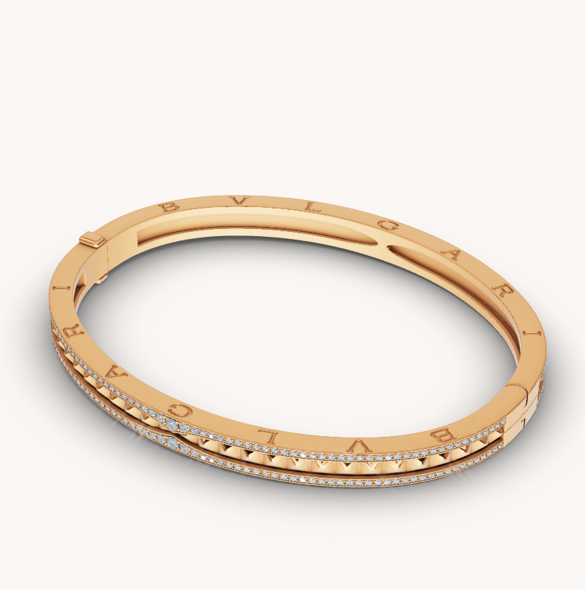 [Windsor Jewelry]ZERO 1 SPIRAL AND PAVED DIAMOND GOLD BRACELET