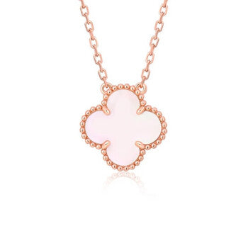 [Windsor Jewelry]CLOVER 15MM PINK MOTHER-OF-PEARL SINGLE FLOWER NECKLACE
