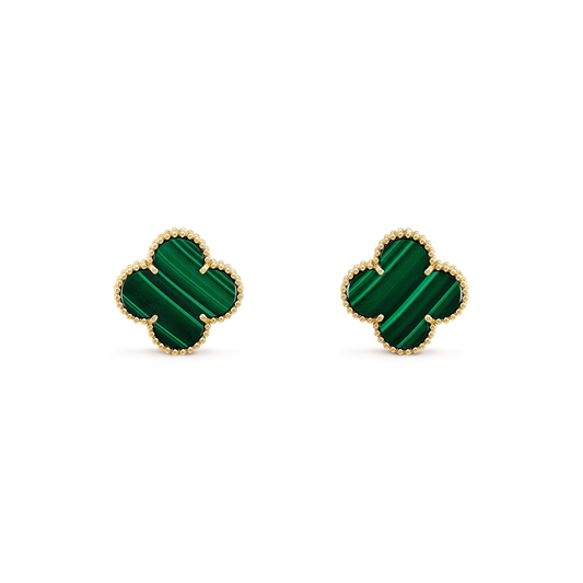 [Windsor Jewelry]CLOVER MINI 9.5MM MALACHITE  EARRINGS