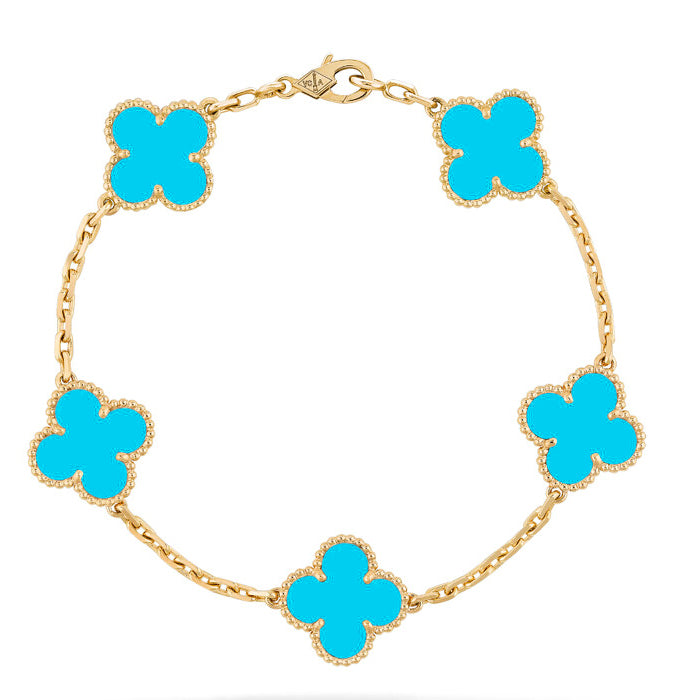 [Windsor Jewelry]CLOVER 5 MOTIFS TURQUOISE BRACELET