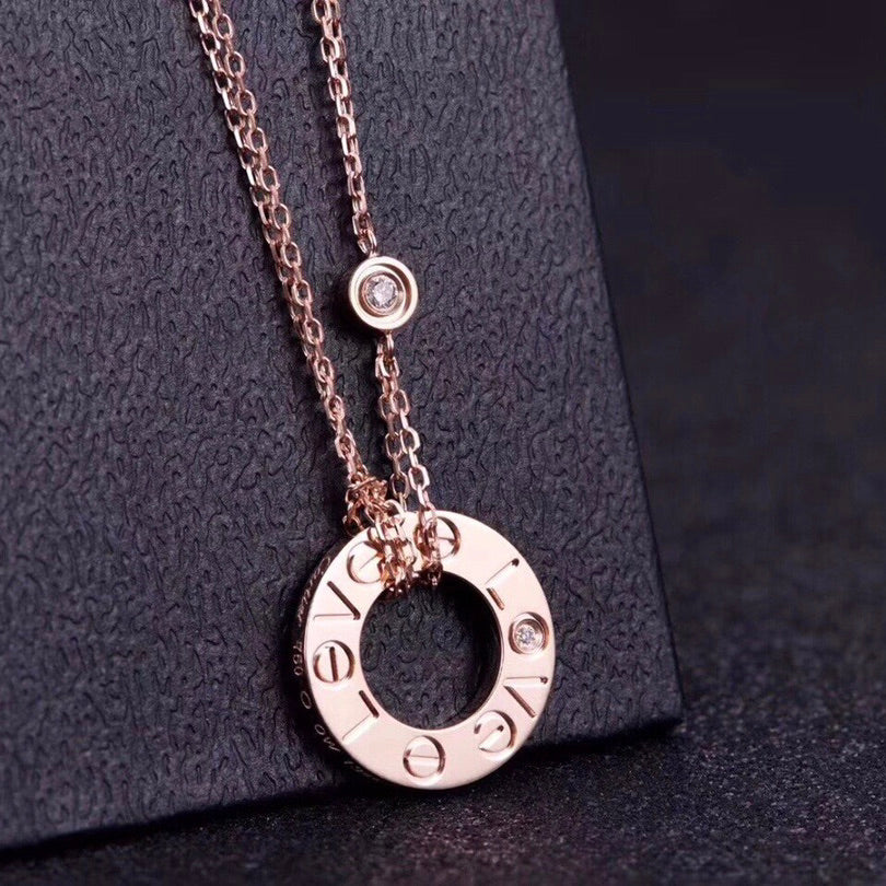 [Windsor Jewelry]LOVE NECKLACE 16MM 2 DIAMONDS