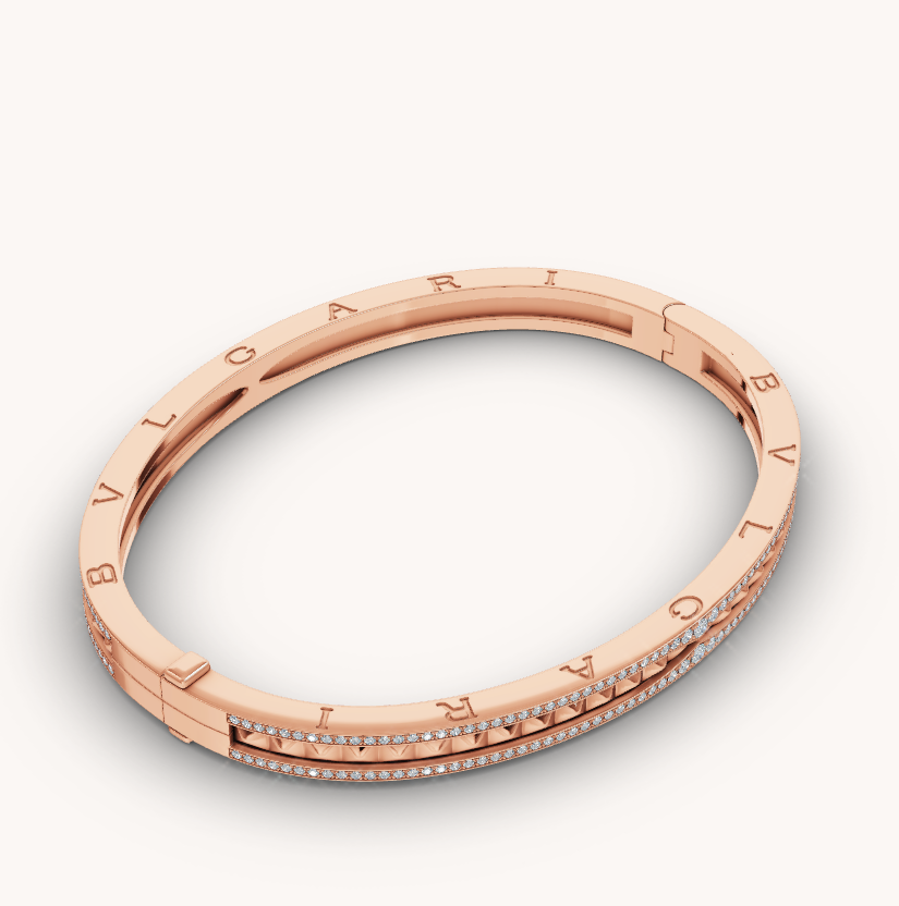 [Windsor Jewelry]ZERO 1 SPIRAL AND PAVED DIAMOND PINK GOLD BRACELET