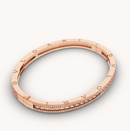 [Windsor Jewelry]ZERO 1 SPIRAL AND PAVED DIAMOND PINK GOLD BRACELET